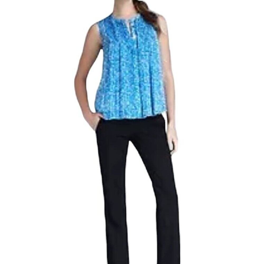 DVF Diane Von Furstenberg Womens SZ 2 Isreal Silk Blouse‎ Top Fleck Blue Sheer